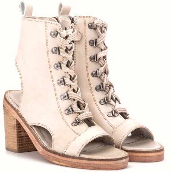 Vintage Foundry Co. Odette Boot Open Toe Lace-up Booties Sandals in Bone-Sz 8.5 - Picture 1 of 7